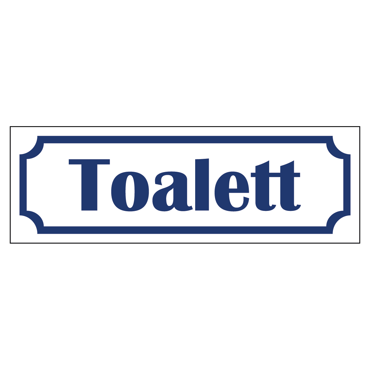 Toalett - Skylt - 150x50mm - Vit - Blå