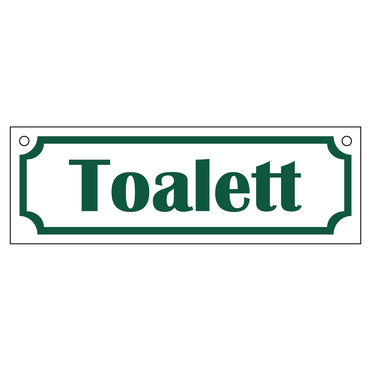Toalett - Skylt - 150x50mm - Vit - Grön