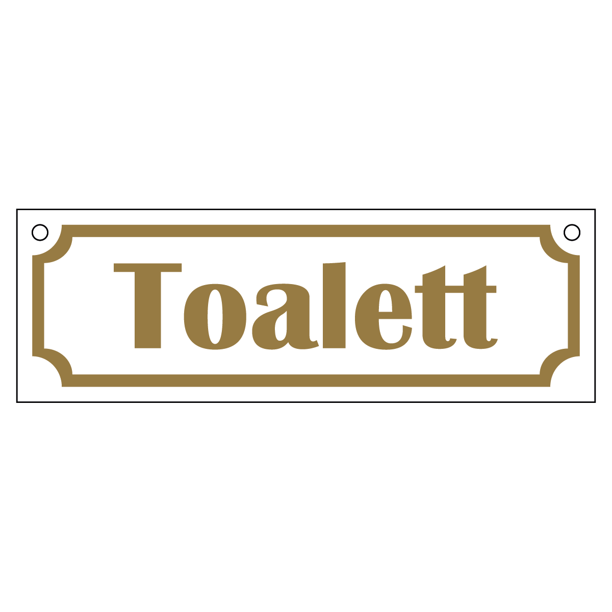 Toalett - Skylt - 150x50mm - Vit - Guld