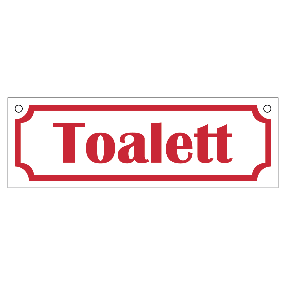 Toalett - Skylt - 150x50mm - Vit - Röd