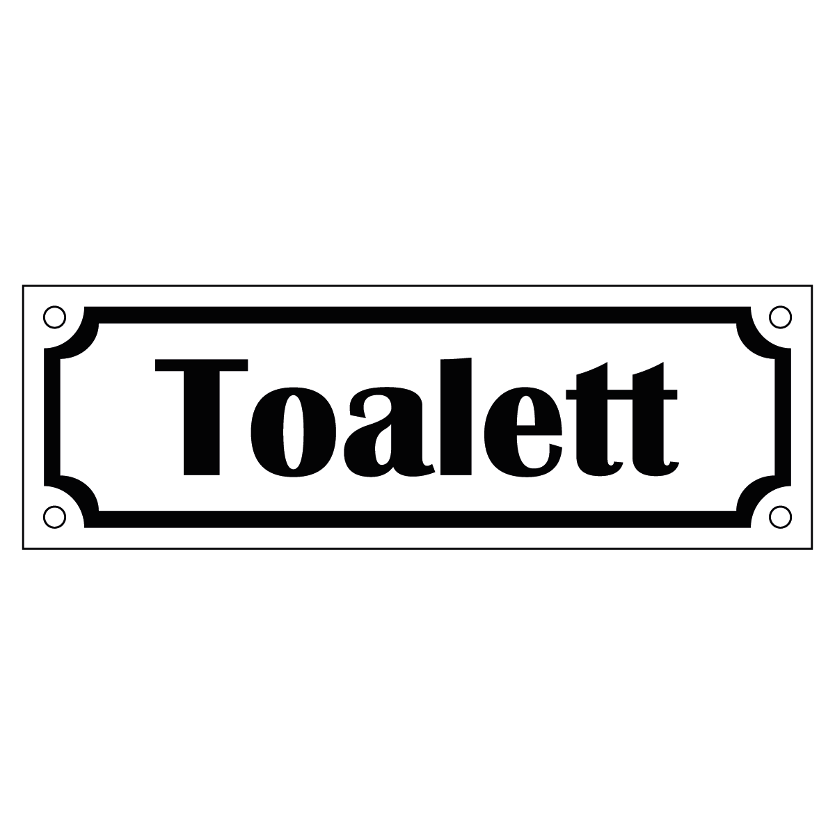 Toalett - Skylt - 150x50mm - Vit - Svart